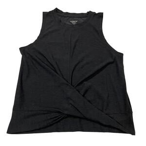 Old Navy Breathe-On Twist Hem Cropped Tank - Heathered Black - Small